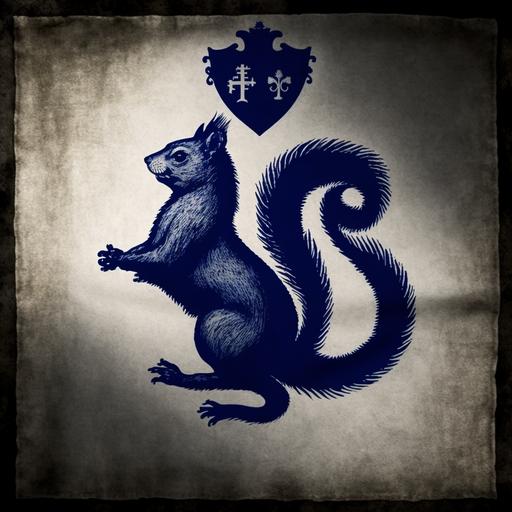 Flag for the secular Kingdom of Katestaat, squirrel symbol, capital Alexanderdamm, blue, white, gothic