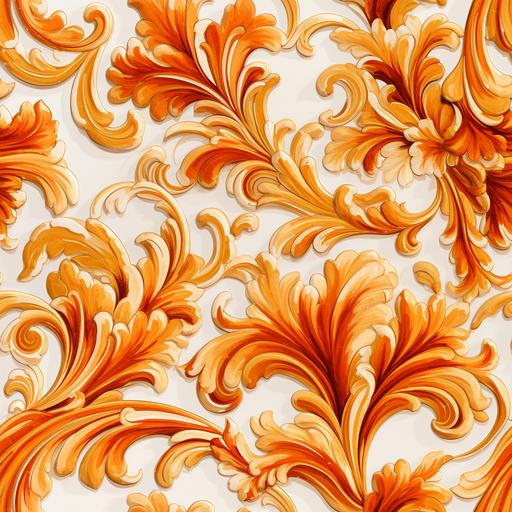 Florentine scagliola pattern, watercolor 🦋 🔥 burnt orange and embossed gold highlights --tile