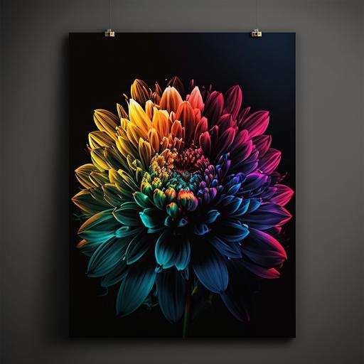 Flower Decor Prints, Aura Gradient Wall Art, Colorful Energy Posters, Wall Decor, large poster size, black background.