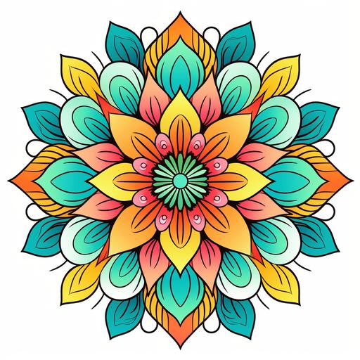 Flower mandala, easy, coloring book