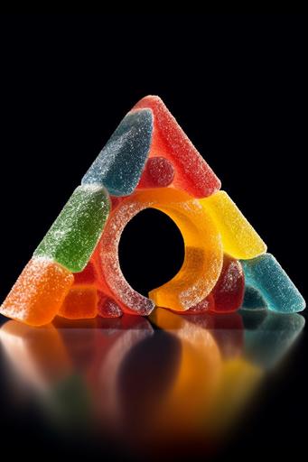 Triangular circle gummy candy --ar 2:3