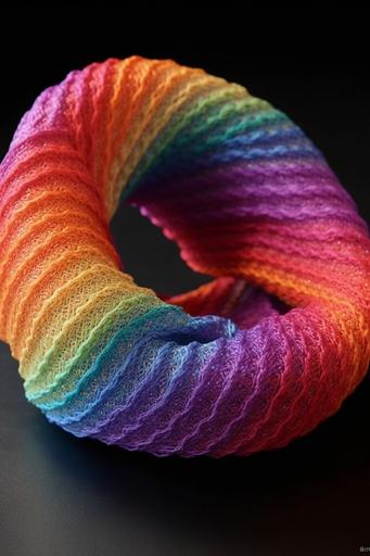 rainbow knitted moebius strip --ar 2:3