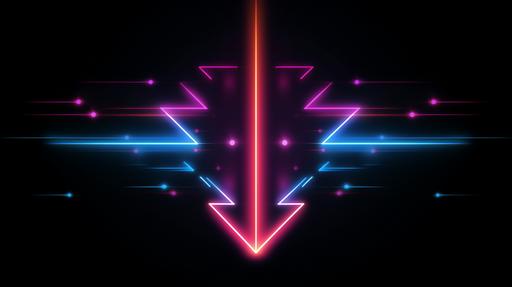 Free vector neon light arrow direction in perspective, black background --ar 16:9