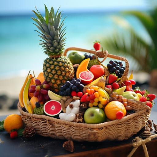 Fruit basket in island, holiday style