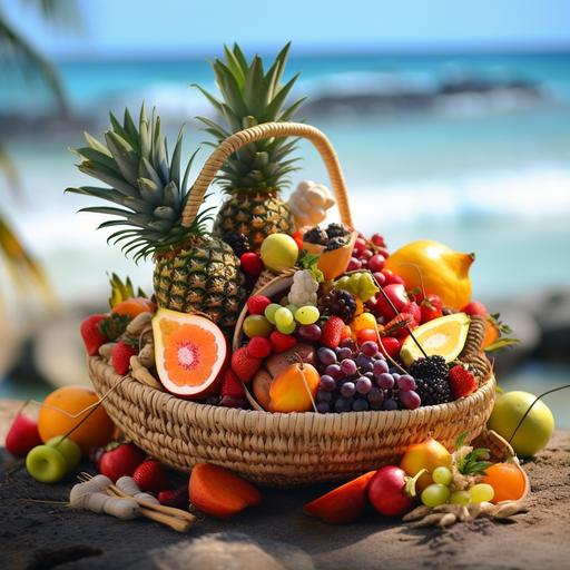 Fruit basket in island, holiday style