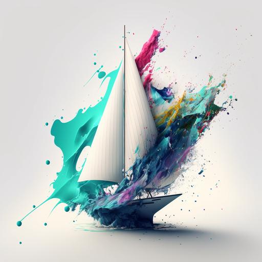 Frutiger Aero wallpaper sailboat, 3d render, splash, crisp, asthetic