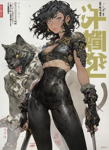 Full body pin up illustration of Lynx Maze, sullen fashionista actress partying in a dark carnival, evil, scowl, angry, mean, sinister femme fatale, lace, leather, whips, whiplash curves, Dynamic pose, on the cover of a 1990s Japanese Super Famicom poster by Hajime Sorayama and Gil Elvgren oil painting --style expressive --ar 8:11 --niji 5 --s 1000 --chaos 10