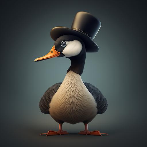 Funny Goose with a Hat und asuite and abinocular, 4k, cartoon