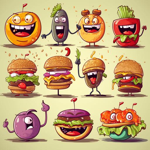 Funny food in cartoon style