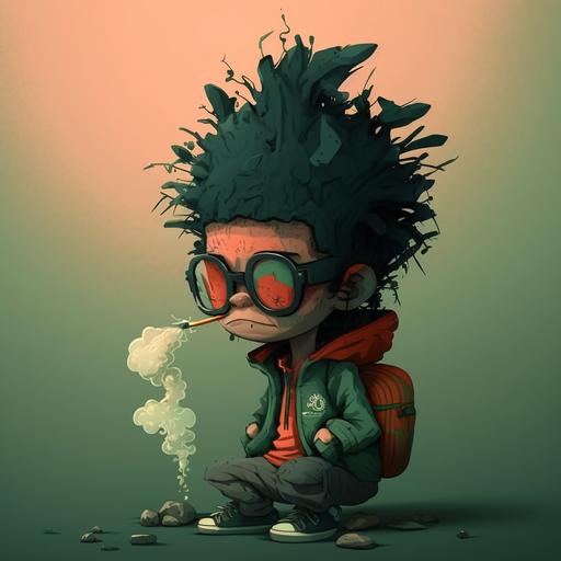 Ganjstas:: Cartoon character smoking a joint:: street art.