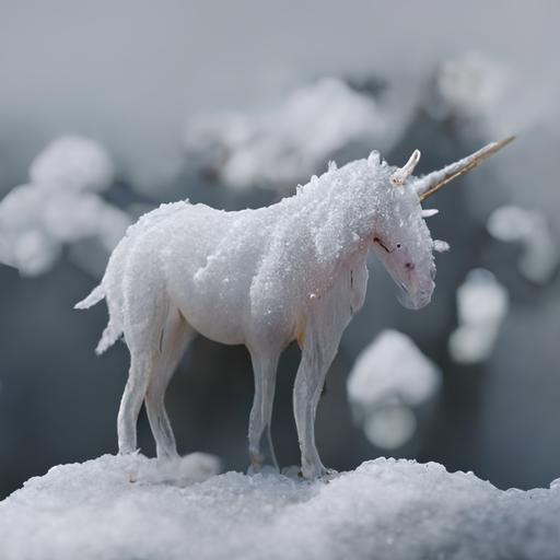 realistic photo of a unicorn in snow 3D 8k render --uplight
