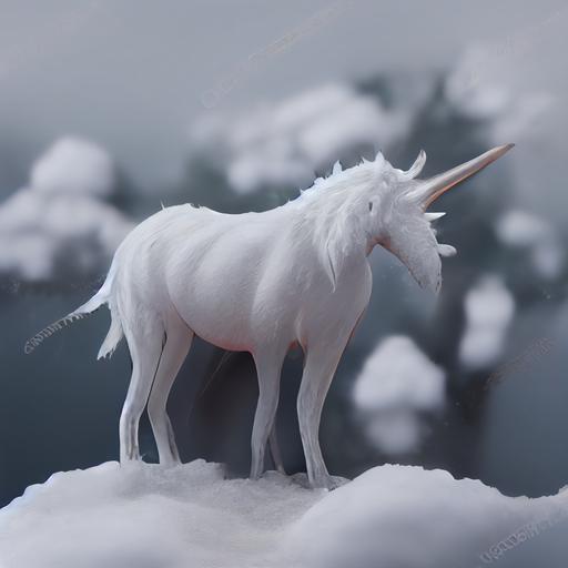 realistic photo of a unicorn in snow 3D 8k render --upbeta