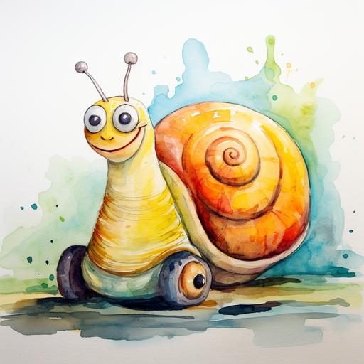 Gary the Snail on Spongebob, watercolor sketch