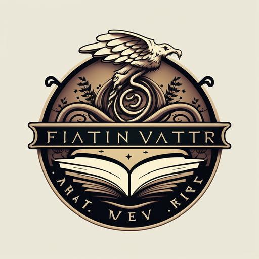 fantasy writer logo, simple colors, vector