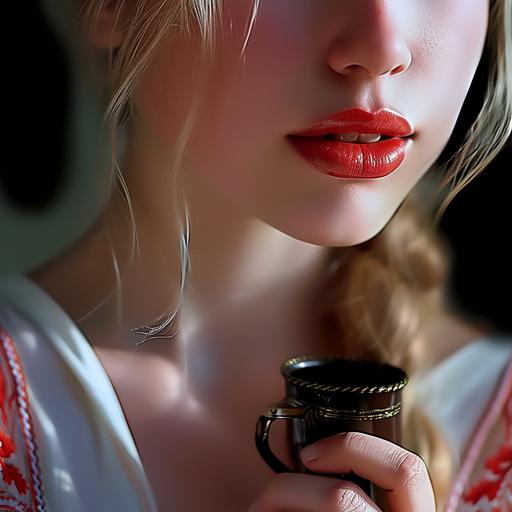 Generate a highly detailed and photorealistic close-up image capturing the lips of a girl. Emphasize the natural beauty and authenticity of the scene, utilizing soft and diffused natural light. Lips Close-Up: Illustrate a close-up view of the girl's lips, focusing on every intricate detail, texture, and nuance. Emphasize the natural color, shine, and the subtleties that make each lip unique. Natural Lighting: Utilize soft and diffused natural lighting to enhance the realism of the scene. Allow the light to gently play on the lips, creating highlights and shadows that add depth and authenticity. Facial Features: Integrate a small portion of the surrounding facial features to provide context and enhance the realism of the lips. Capture details such as the skin texture around the lips and any subtle expressions. Expression: Illustrate a natural and relaxed expression on the lips, capturing any subtle nuances that convey authenticity. Pay attention to details like the natural curves and contours of the lips. Composition: Frame the shot to highlight the lips in a visually compelling composition. Experiment with angles that bring attention to the details while maintaining an aesthetically pleasing overall balance. Style: Generate the image with MidJourney, placing a strong emphasis on achieving photorealism. Ensure meticulous attention to details, colors, and lighting to create a convincing portrayal of the girl's lips in natural light.   --v 6.0 --s 50