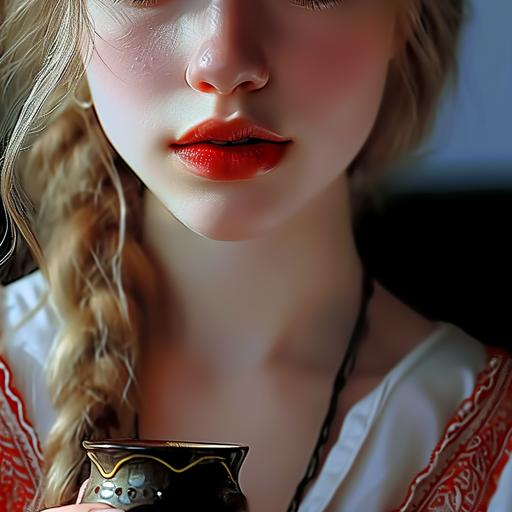 Generate a highly detailed and photorealistic close-up image capturing the lips of a girl. Emphasize the natural beauty and authenticity of the scene, utilizing soft and diffused natural light. Lips Close-Up: Illustrate a close-up view of the girl's lips, focusing on every intricate detail, texture, and nuance. Emphasize the natural color, shine, and the subtleties that make each lip unique. Natural Lighting: Utilize soft and diffused natural lighting to enhance the realism of the scene. Allow the light to gently play on the lips, creating highlights and shadows that add depth and authenticity. Facial Features: Integrate a small portion of the surrounding facial features to provide context and enhance the realism of the lips. Capture details such as the skin texture around the lips and any subtle expressions. Expression: Illustrate a natural and relaxed expression on the lips, capturing any subtle nuances that convey authenticity. Pay attention to details like the natural curves and contours of the lips. Composition: Frame the shot to highlight the lips in a visually compelling composition. Experiment with angles that bring attention to the details while maintaining an aesthetically pleasing overall balance. Style: Generate the image with MidJourney, placing a strong emphasis on achieving photorealism. Ensure meticulous attention to details, colors, and lighting to create a convincing portrayal of the girl's lips in natural light.   --v 6.0 --s 50