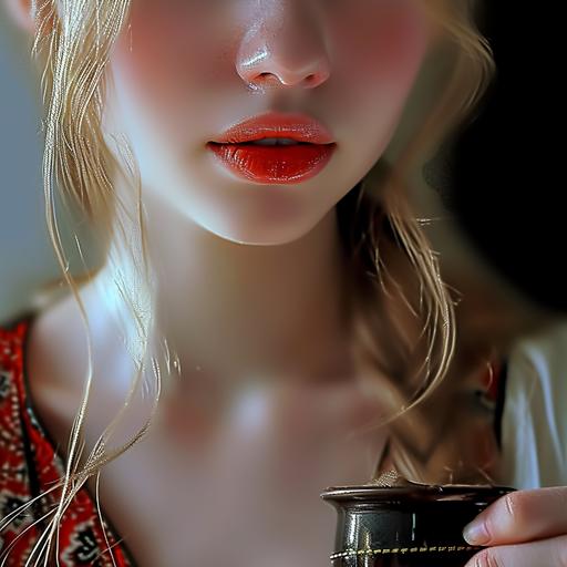 Generate a highly detailed and photorealistic close-up image capturing the lips of a girl. Emphasize the natural beauty and authenticity of the scene, utilizing soft and diffused natural light. Lips Close-Up: Illustrate a close-up view of the girl's lips, focusing on every intricate detail, texture, and nuance. Emphasize the natural color, shine, and the subtleties that make each lip unique. Natural Lighting: Utilize soft and diffused natural lighting to enhance the realism of the scene. Allow the light to gently play on the lips, creating highlights and shadows that add depth and authenticity. Facial Features: Integrate a small portion of the surrounding facial features to provide context and enhance the realism of the lips. Capture details such as the skin texture around the lips and any subtle expressions. Expression: Illustrate a natural and relaxed expression on the lips, capturing any subtle nuances that convey authenticity. Pay attention to details like the natural curves and contours of the lips. Composition: Frame the shot to highlight the lips in a visually compelling composition. Experiment with angles that bring attention to the details while maintaining an aesthetically pleasing overall balance. Style: Generate the image with MidJourney, placing a strong emphasis on achieving photorealism. Ensure meticulous attention to details, colors, and lighting to create a convincing portrayal of the girl's lips in natural light.   --v 6.0 --s 50