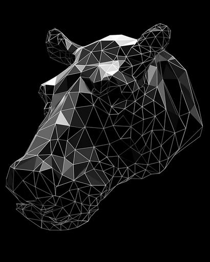 Geometric, low poly art, hippo head, creative, clean vector illustration, image for coloring, printable outlined art, outline only, super detailed, hyperrealist, minimalistic, ultra high definition, Digital painting, full page, no shading, crisp and sharp --s 750 --c 50 --ar 4:5 --v 5 --q 2
