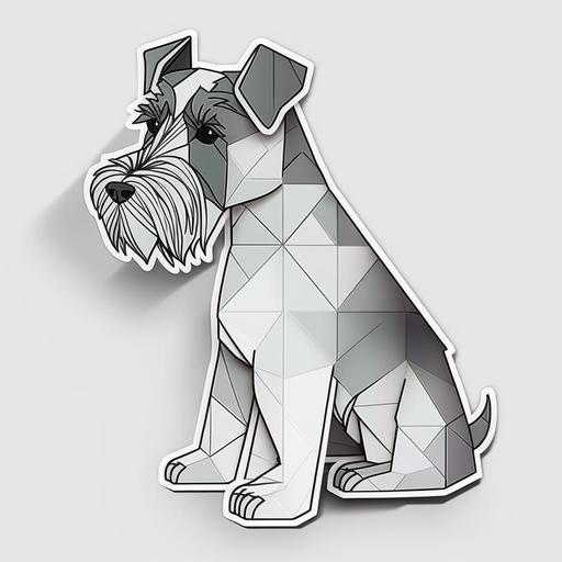 Geometric schnauzer, die-cut sticker, cute sticker, white background, illustration, minimalism, vector