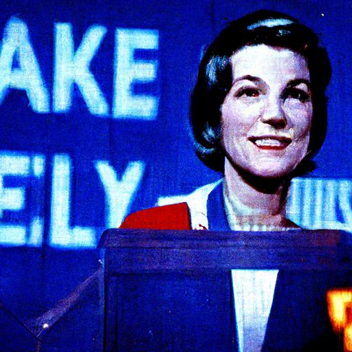 Getty Images former Georgia senator Kelly Loeffler at a campaign rally in Hell speaking to Boomer demons on a 1960s television set. Based on Getty Images Republican Senate Candidates Hold Election Night Party In Georgia ATLANTA, GEORGIA - JANUARY 06: U.S. Sen. Kelly Loeffler (R-GA) waves during a runoff election night party at Grand Hyatt Hotel in Buckhead January 6, 2021 in Atlanta, Georgia. Voters in Georgia headed to the polls today for the two Senate runoff elections, pitting incumbents Sen. David Perdue (R-GA) and Sen. Kelly Loeffler (R-GA) against Democratic candidates Rev. Raphael Warnock and Jon Ossoff, which will determine which party controls the U.S. Senate. (Photo by Alex Wong/Getty Images)