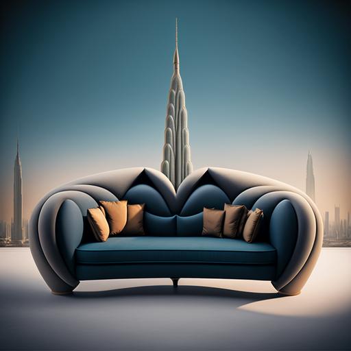 Majlis sofa in the shape of Burj Khalifa