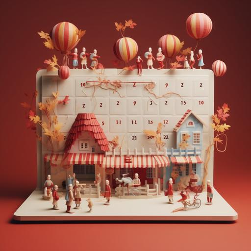 Giant 3D calendar for November and on the 24th people celebrating come out of that box