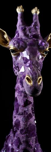 Giraffe 🦒 is a Purple amethyst geode and sparkling mineral crystal reflections face Purple amethyst geode and sparkling mineral crystal reflections, sculpture statue porcelain Purple amethyst geode and sparkling mineral crystal reflections texture, diamonds, detailed eyes, full Perfect body, symmetrical, Intricate detail, Gothic, Concept art, Middle shot portrait, toy Golden ratio, ultra high details, full face, symmetrical eyes, Low light, Cinematic lighting, NVIDIA Iray render, ultra high definition, π, artstation, Smooth, sharp focus, Photorealism, Photography, Realistic Detail, Depth of field, 8k, Full HD, 3d, Super resolution, octane render, Long exposure, unreal engine --ar 1:3 --upbeta --q 2 --v 5