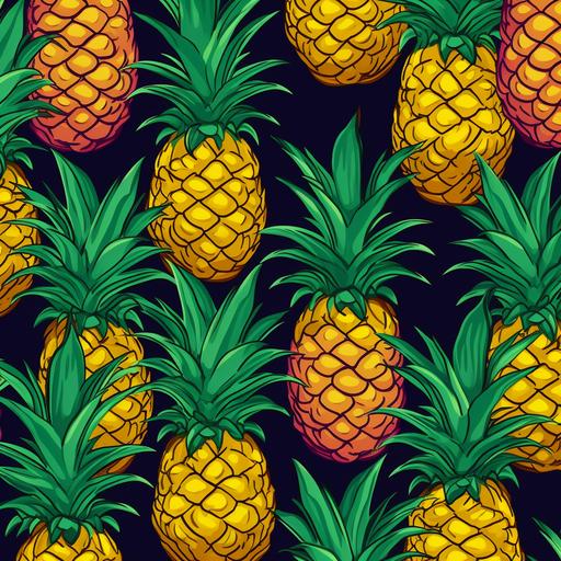 copy the same image, same color, same cartoon pineapple, dont change the picture or pattern, seamless texture, 2048 resolution, multiply by 5 in size, repeat the same pattern