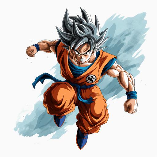Goku, 2D anime, jumping, full view, no background, 9:16
