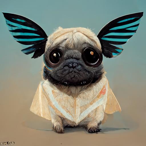pug dog with fly wings