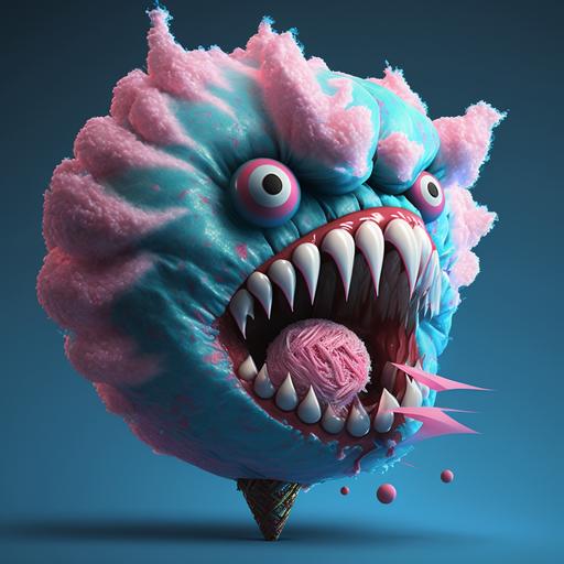 evil scary demonic cotton candy, gross, HD, 4k, realistic, high detail, akira, horror