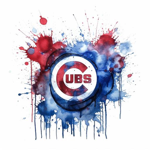 Chicago cubs logo drip paint splatter white red blue colors background