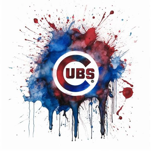 Chicago cubs logo drip paint splatter white red blue colors background
