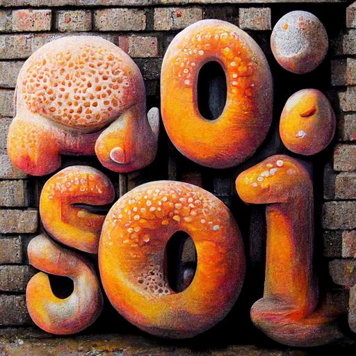 Graffiti, Hyper realistic, on a brick wall, The word 