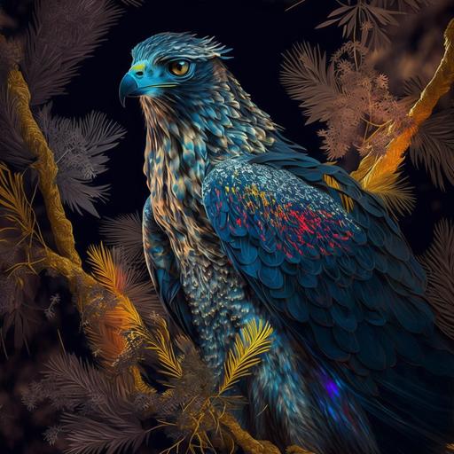 gorgeous pyschedelic surreal egyptian hawk surrounded by dry olive branches, suspended particles, ultra realistic, mystique, endless dream, vivid colors, fantasy, majestic, aesthetics, studio lighting, cinematic lighting, deep focus, super adobe, detailed texture, wide view   color pen and ink, illustration, aesthetics, neuro cognitive art, photoshop, octane render, pinterest art, award-winning photography, world renowned, high resolution, epic composition, color grading, extremely detailed, high art, iPhone 14 pro max camera, no blurs, photo realism, 300 dpi, Ultra Quality, no watermark 32k --v 4 --q 2 --v 4