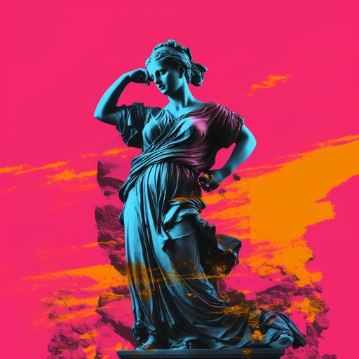 Greek women statue popart background