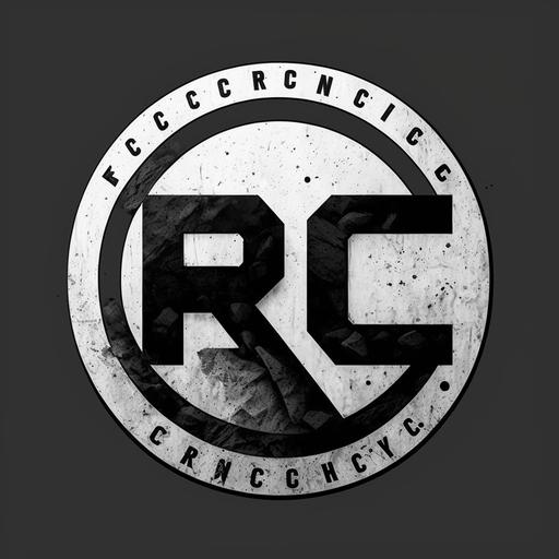 RC concrete logo, black and white, vector