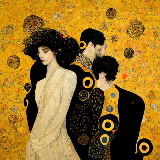 Gustav Klimt style   two men   one women