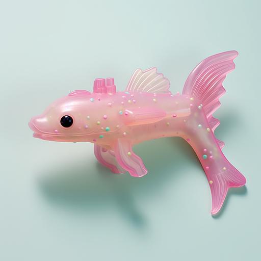 a water gun in Axolotl shape, (same as like the dolphin plastic toy water gun)