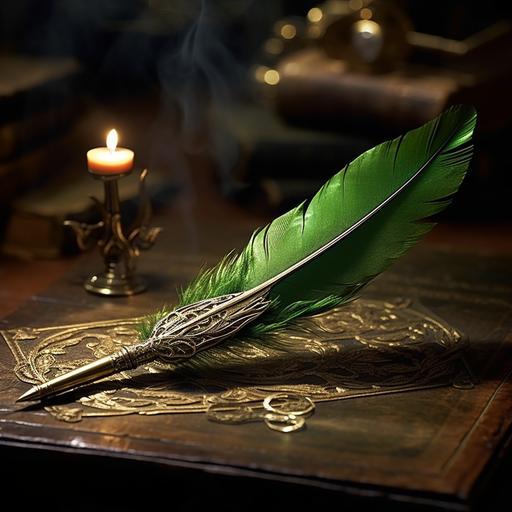 Harry Potter, Animated Magic Quill, Green feather.