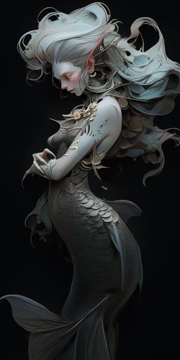 scary. Mermaid. photo-realistic character design, portrait, 