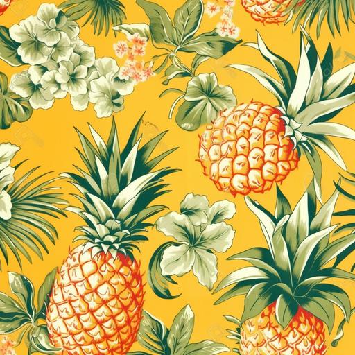 Hawaii fabric print designs in pineapple yellow for wallpaper hawaiian shirt material designs for tropical --v 5