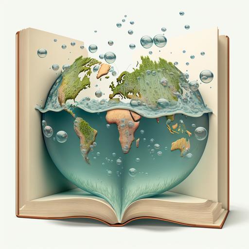 water bubble design world map book