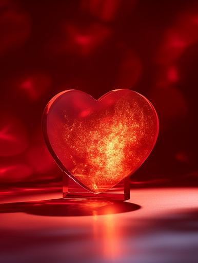 Heart shape, light effect, love, red color, red background, heart-shaped scene, hollow heart shape, romantic atmosphere lighting. --ar 3:4 --s 352 --v 6.0