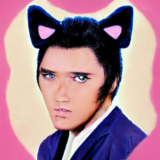 photo of cover for Elvis Presley album “I’m a kawaii cat boy”, style of anime