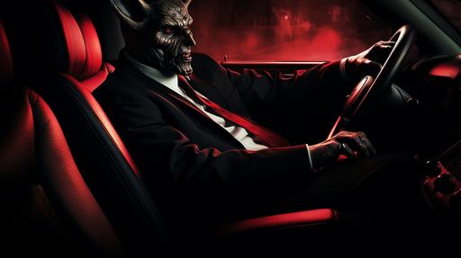 He's in the front seat! He's taking over! He ripped my upholstery. He's at the Wheel. Help! The devil's in my car --ar 16:9