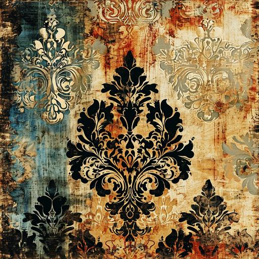 Highly detailed abstract texture or grunge background. For art texture, grunge design, and vintage paper or border frame, modern damask pattern for carpet, rug, scarf, clipboard , shawl pattern --tile --v 6.0