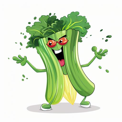 Hip hop style cartoon vegetables with a white background --ar 1:1 --style raw --v 5.2