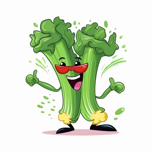 Hip hop style cartoon vegetables with a white background --ar 1:1 --style raw --v 5.2