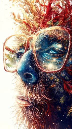 Hippster Yeti wearing futuristic glasses and smoking weed in a trippy but realistic settings --ar 9:16 --v 6.0 --sref  ::1  ::2  ::3